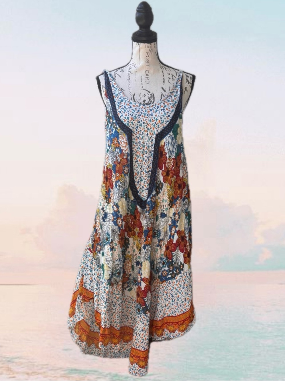 Floral Multicolor Boho Swim Cover-Up Dress